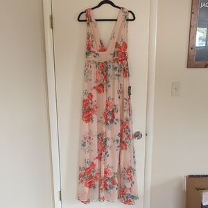 Floral Maxi Dress in Pink and Red